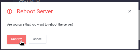 Shows reboot prompt or instance reboot action