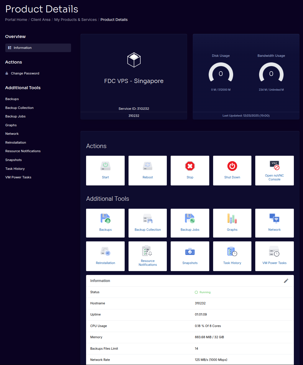 Shows instance status, power state, and basic health indicators